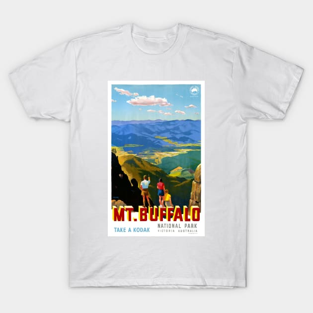 Vintage Travel Poster Mt. Buffalo National Park Australia T-Shirt by vintagetreasure